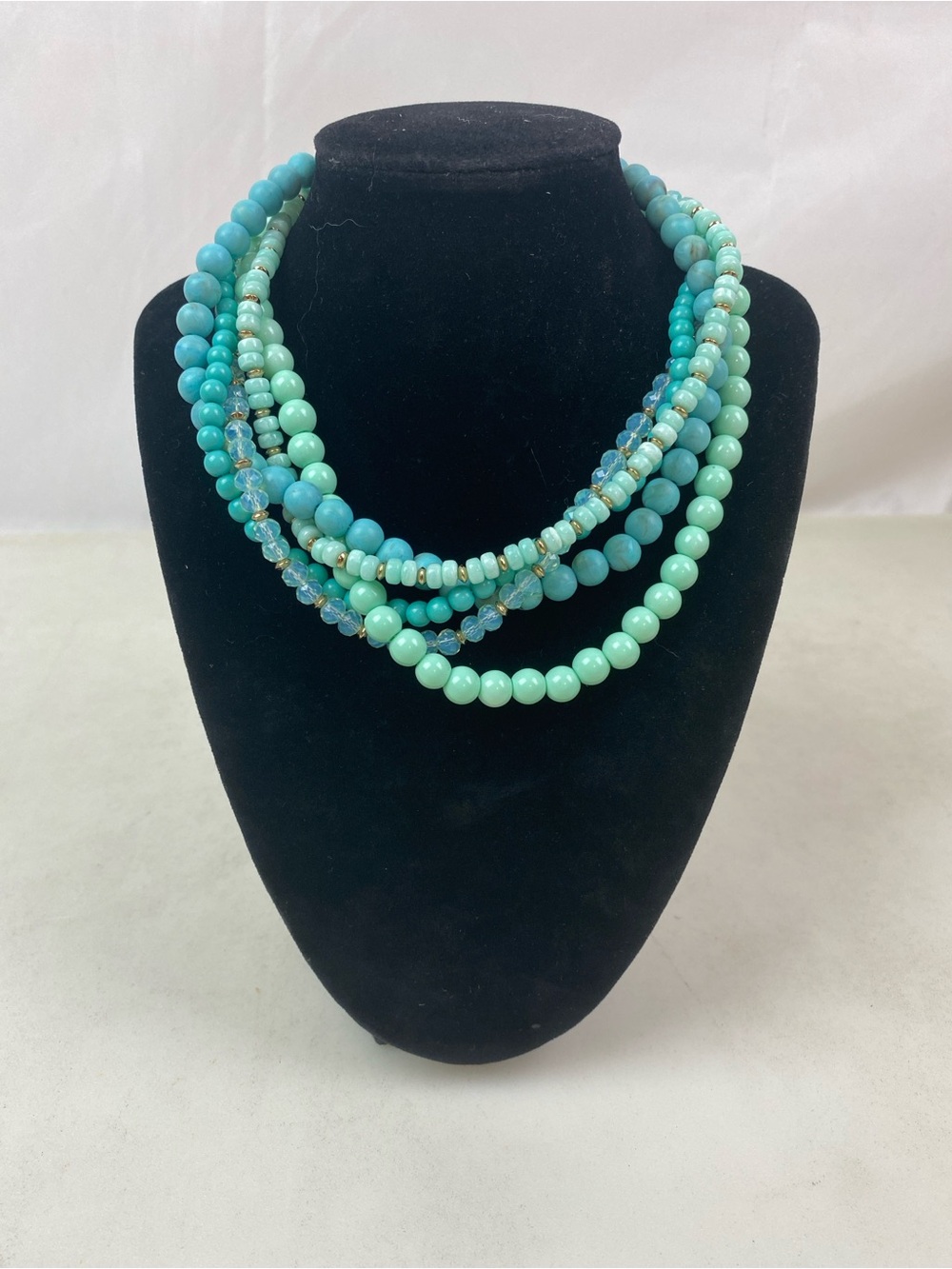 Ann Taylor Factory Aqua Turquoise Multi Strand Statement Necklace